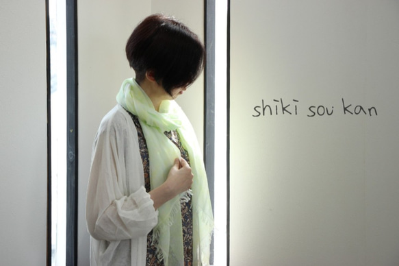 silk cotton stole of spring★mint×lemon T18326 第2張的照片