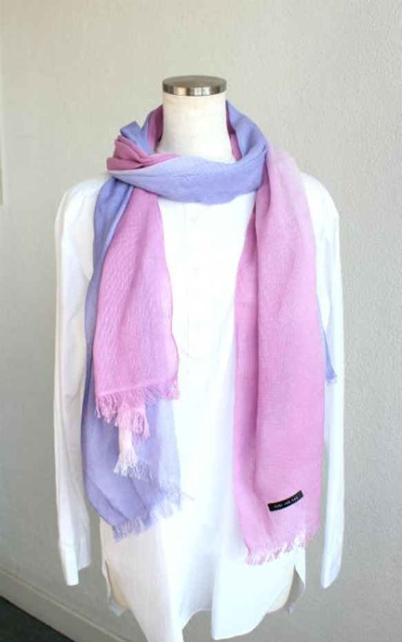 spring☆purple×lavender☆Handmade cotton stole Ｔ18330 第2張的照片