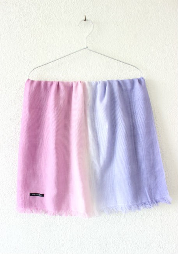 spring☆purple×lavender☆Handmade cotton stole Ｔ18330 第3張的照片