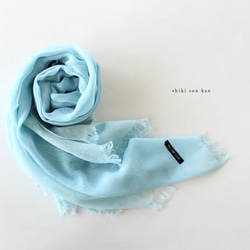 cotton ＆ silk ＆ sax blue★hand-dyed stole T19354 第3張的照片