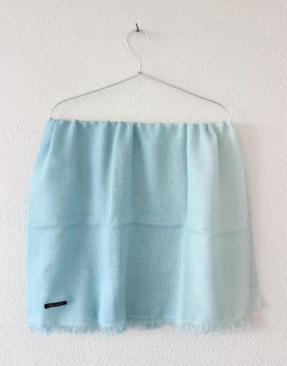 cotton ＆ silk ＆ sax blue★hand-dyed stole T19354 第5張的照片
