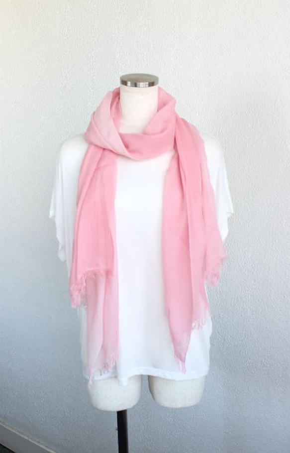 cotton ＆ silk ＆ pink★hand-dyed stole T19355 第4張的照片