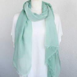 cotton ＆ silk ＆ green★hand-dyed stole T19356 第4張的照片