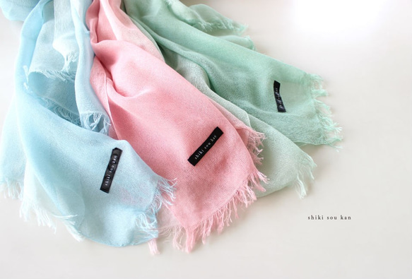 cotton ＆ silk ＆ green★hand-dyed stole T19356 第7張的照片