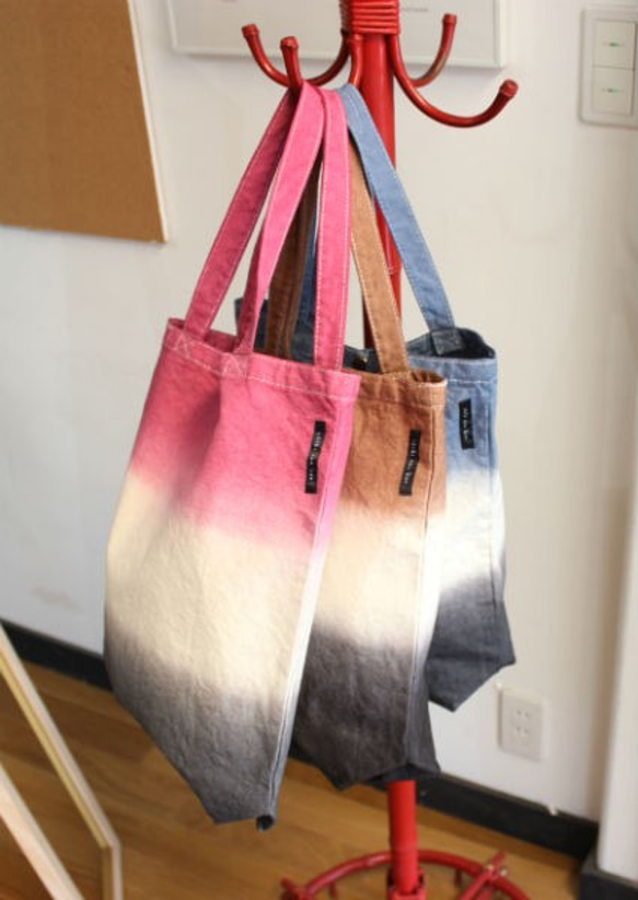 Handmade totebag Msize ★blue grey×black T18344 第3張的照片