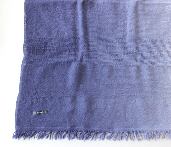 [再次上架]冬季深色★海軍藍手染100%羊毛圍巾T18351 第6張的照片