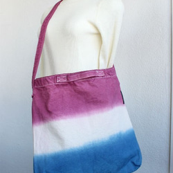 Handmade deying 2way shoulder bag★rose pink×blue T18353 第2張的照片