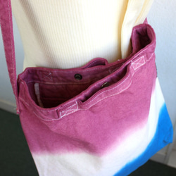 Handmade deying 2way shoulder bag★rose pink×blue T18353 第3張的照片