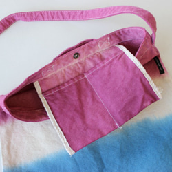 Handmade deying 2way shoulder bag★rose pink×blue T18353 第4張的照片