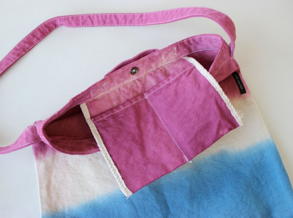 Handmade deying 2way shoulder bag★rose pink×blue T18353 第4張的照片