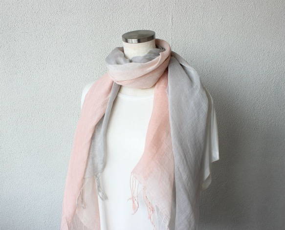 enjoy colors 2 pale tone★cotton linen stole Ｔ19357 第2張的照片