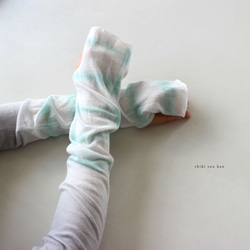 Handmade deying arm cover 【wind bell green×grey】T19361 第1張的照片