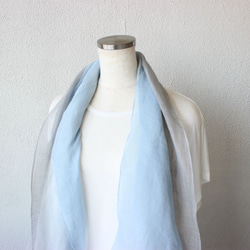 japanese seiryu-blue × grey★cotton linen stole Ｔ19364 第4張的照片