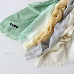 Autumn≪khaki×beige≫handmade cotton silk stole T19367 第7張的照片