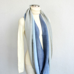 【再次上架】兩色手工染暖圍巾★藏青色x灰色T19369 第3張的照片