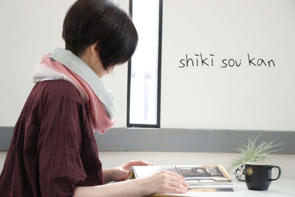 【綿ウール】２色の手染めあたたかスヌード　ボルドー×グレー T19370