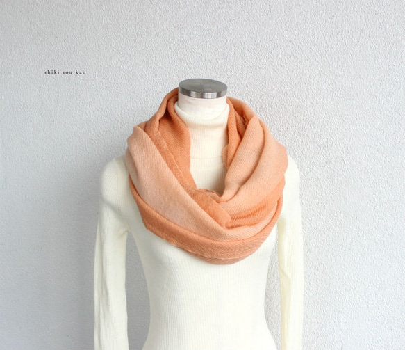 dying wool100％★winter snood apricot orange T17321 第1張的照片