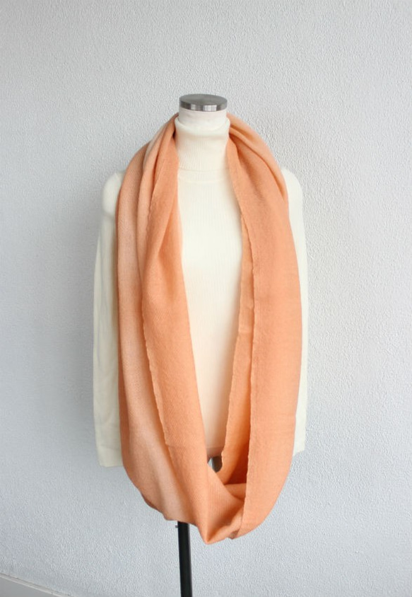 dying wool100％★winter snood apricot orange T17321 第2張的照片