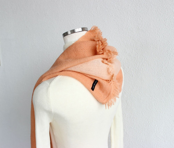 dying wool100％★winter snood apricot orange T17321 第3張的照片