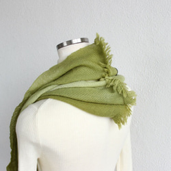 dying wool100％★winter stole mos green T19372 第3張的照片