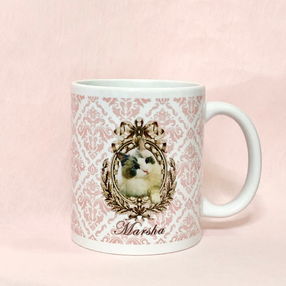 ペットの写真で作るマグカップ＊Victorian ピンク＊ 4枚目の画像