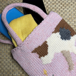 三毛猫と一緒にちょっとお出かけバッグ　手編み　 7枚目の画像