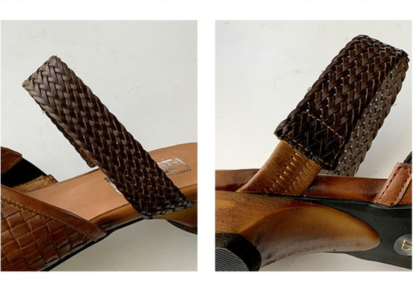 プレゼント 革 編みこみ キャップ サンダル 女性 ローヒール春の福袋  母の日  春 ワンピースに合う靴 8枚目の画像
