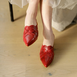 革 レトロ 織り 女 サンダル 厚いヒール スリッパ 人気 靴 夏   春 ワンピースに合う靴 夏の福袋 5枚目の画像