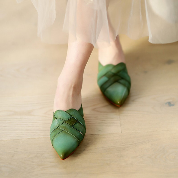 革 レトロ 織り 女 サンダル 厚いヒール スリッパ 人気 靴 夏   春 ワンピースに合う靴 夏の福袋 4枚目の画像