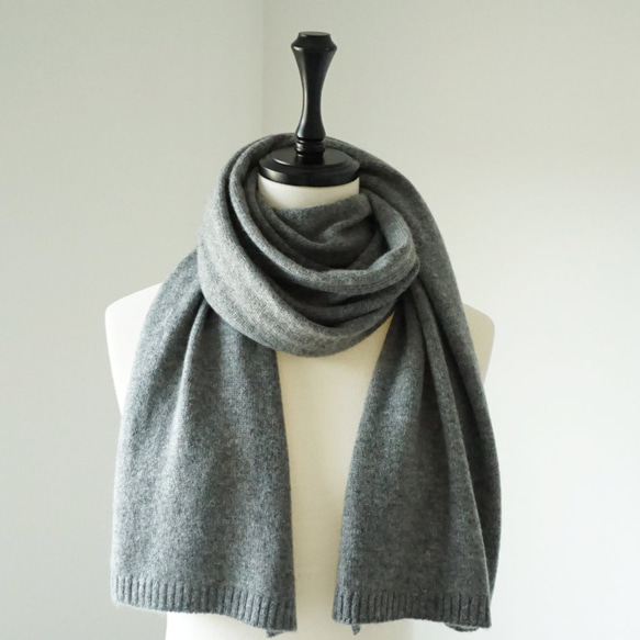 【OUTLET】ウォッシャブル 100%カシミヤ ロングマフラー TOYOBOSHI PIARA Medium Grey 1枚目の画像