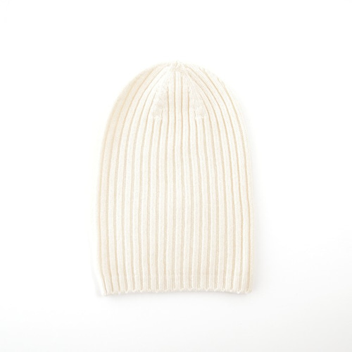 100%カシミヤ ビーニーキャップ 無染色 Raw White ニット帽・ビーニー
