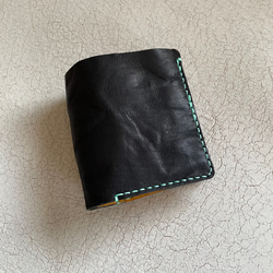 【本革二つ折り財布／ブラック】レザー財布レザーウォレットハーフウォレットコンパクト財布送料無料 4枚目の画像