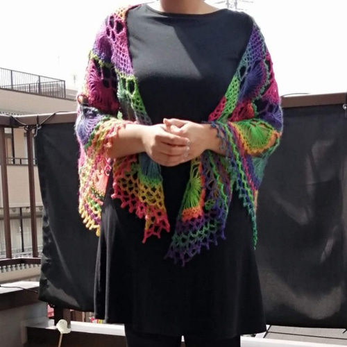 1点のみ」かぎ針編み 虹色☆春☆手作り/手編み/編み物/鍵編み