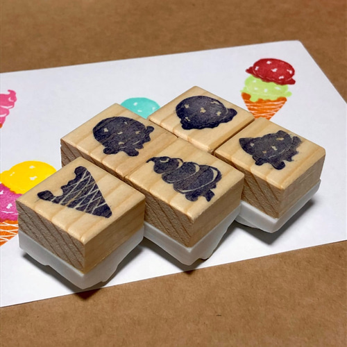 アイスクリーム 消しゴムはんこ はんこ・スタンプ くまちゃん