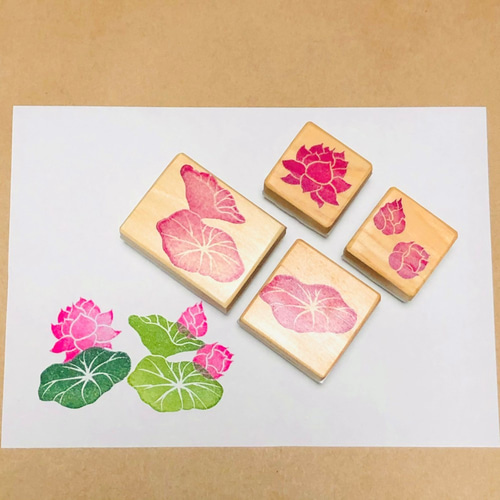 蓮の花 消しゴムはんこ はんこ・スタンプ くまちゃんハンコ 通販