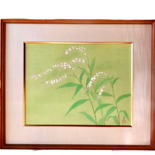 花 絵 植物画 癒し 優しい 額入り 日本画 『 桜たで 』秋 絵画
