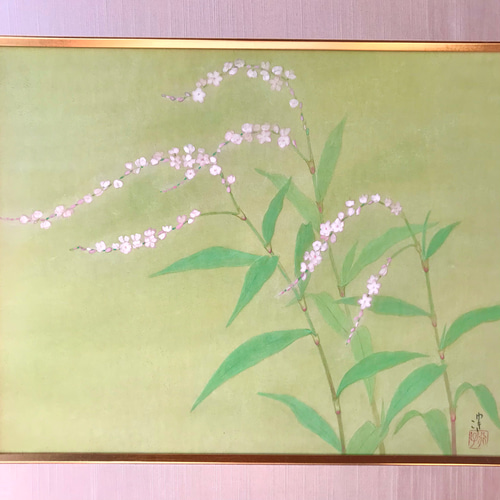 花 絵 植物画 癒し 優しい 額入り 日本画 『 桜たで 』秋 絵画