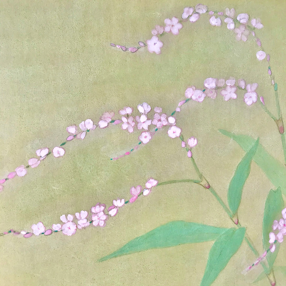 花　絵　植物画　癒し　優しい　インテリア　額入り　日本画　『 桜たで 』秋 3枚目の画像