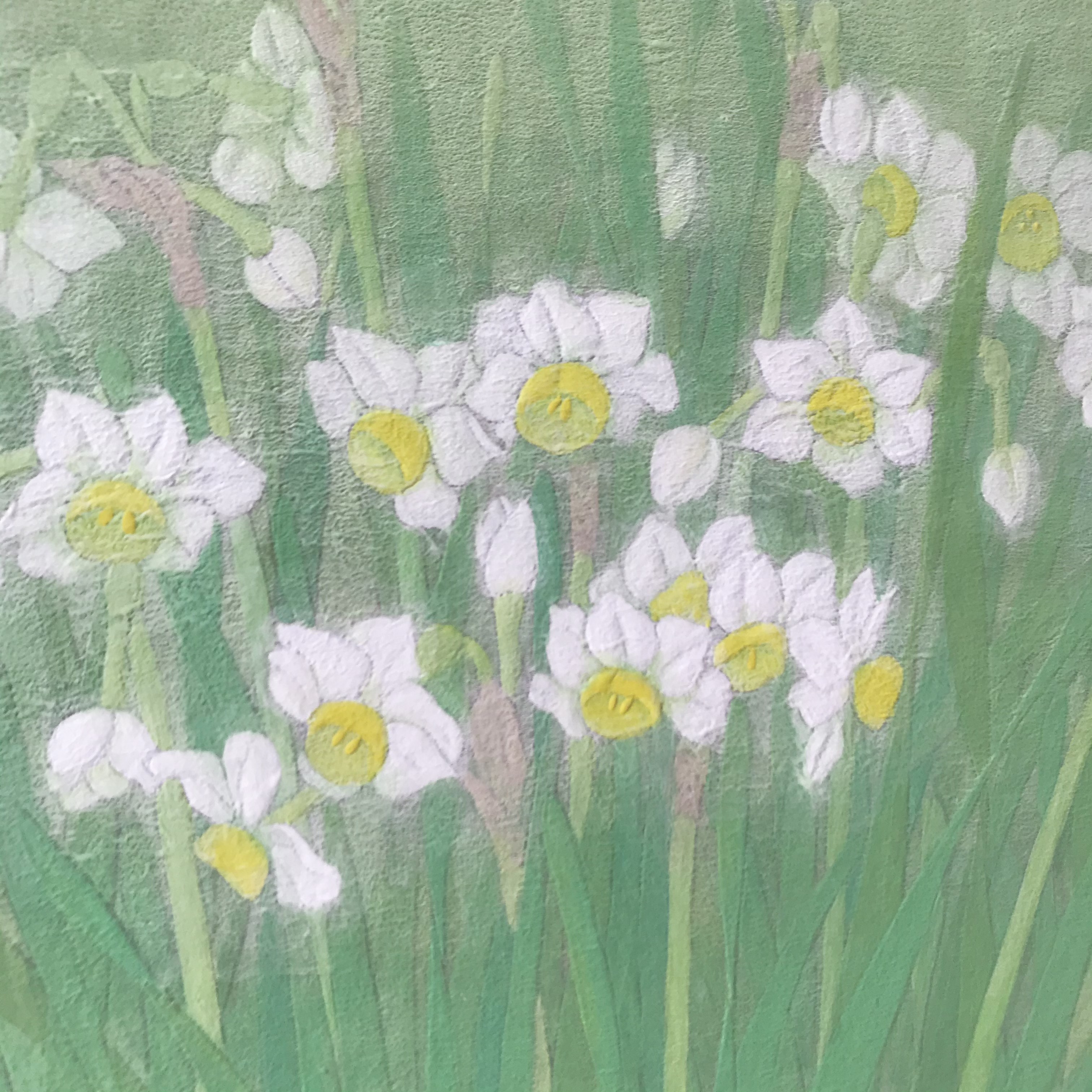 花 美術 額縁 油彩画 木製 アート 昭和レトロ 絵画 フラワー 水仙 油絵