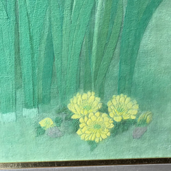 花　絵　植物画　癒し　優しい　インテリア　額入り　日本画　『水仙』 4枚目の画像