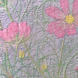 花　絵　植物画　癒し　優しい　インテリア　額入り　日本画　『 コスモス 』秋 6枚目の画像
