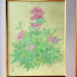 花　絵　植物画　癒し　優しい　インテリア　額入り　日本画　『京かのこ』 2枚目の画像