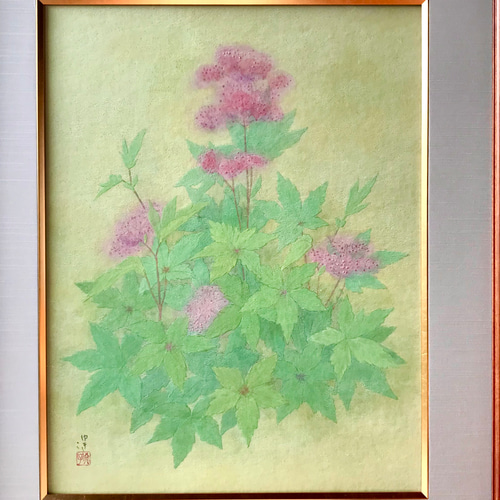 日本画 ショウブ 菖蒲 岩絵具 額付き 額なし選択可 Y002 - メルカリ