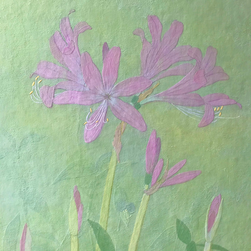 花 絵 植物画 インテリア 癒し 額入り 日本画 『葉みず花みず』 絵画