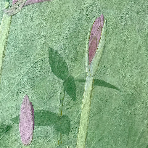 花 絵 植物画 インテリア 癒し 額入り 日本画 『葉みず花みず』 絵画