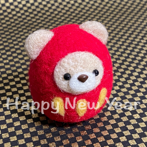 くまちゃんだるま》 羊毛フェルト ガーランド キッズフォト 壁面飾り 