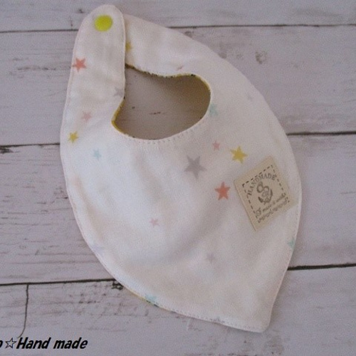 リバーシブル 赤ちゃんバンダナスタイ スクエアバンダナ柄 イエロー  