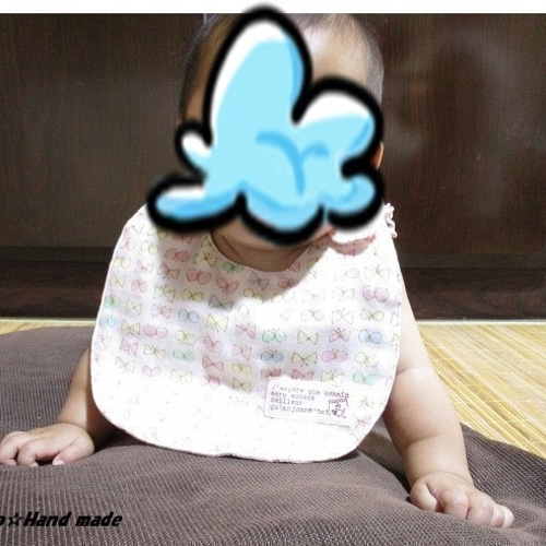 リバーシブル 赤ちゃんバンダナスタイ スクエアバンダナ柄 イエロー  