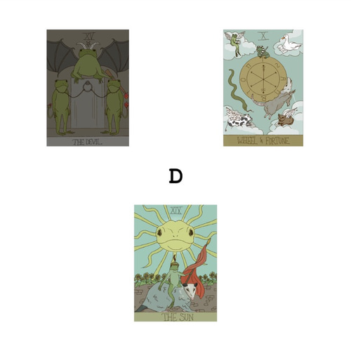 選べる！カエルタロットカード•オラクルカード 3枚セット イラスト 布