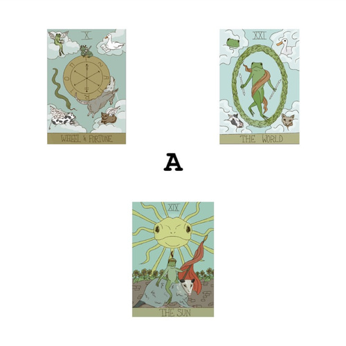 選べる！カエルタロットカード•オラクルカード 3枚セット イラスト 布